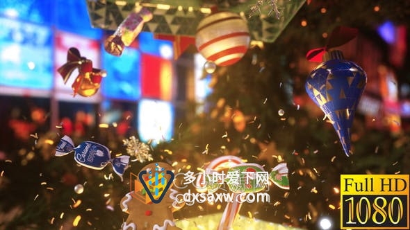 AE模板-彩灯装饰圣诞礼物开盒惊喜烟花糖果玩具卡通圣诞新年元素展示