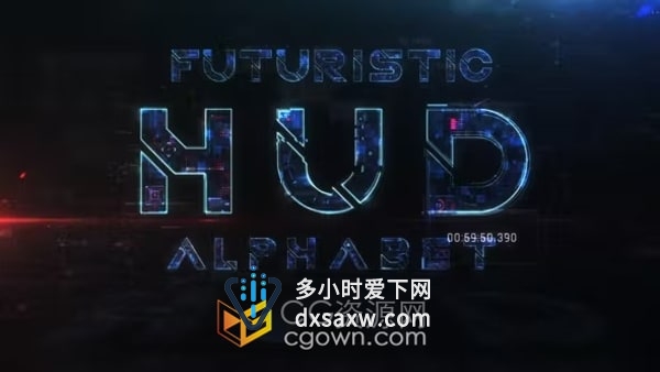 AE科技模板-科幻技术设计故障元素华丽未来派HUD动画字母表