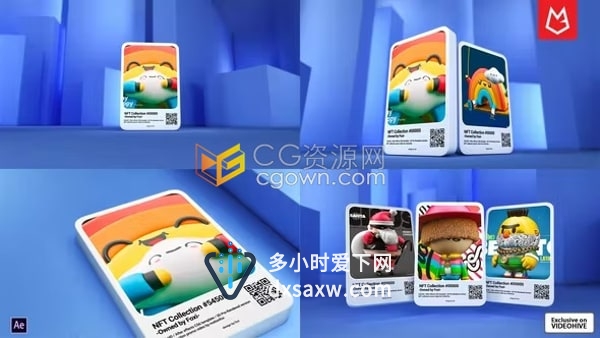 AE模板-NFT收藏品数字艺术产品3D动画场景展示
