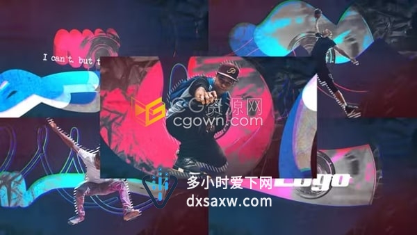 Abstract邋遢时尚笔刷效果都市街头风快速LOGO开场视频AE片头模板
