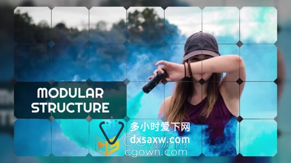 幻灯片视频AE模板方块风格展示动画效果