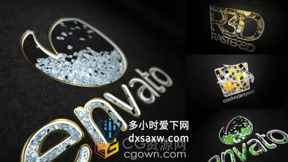 5组抽象动画辉煌立方体钻石纹理LOGO片头动画AE模板