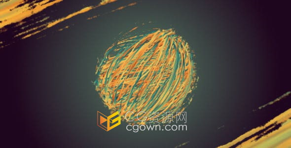 AE模板-画笔油漆笔刷动画彩色线条生成缠绕球体揭示LOGO片头