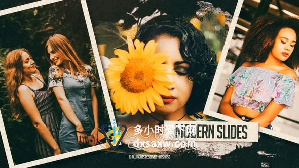 AE模板-复古浪漫波西米亚风涂鸦泼墨过渡效果艺术照婚礼视频相册