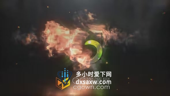 AE片头模板-带垂直版能量火焰浓烟聚拢标志显示LOGO动画