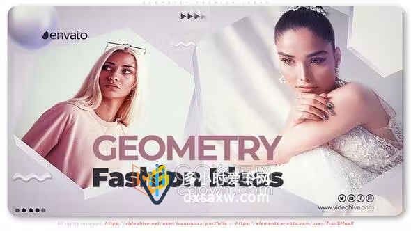 几何创意AE模板社交时尚频道促销女装/香水/化妆视频博客介绍
