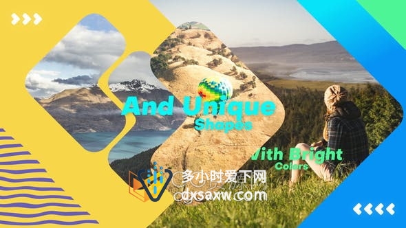 AE模板-动态时尚旅行城市宣传片制作快速彩色图形转场现代幻灯片