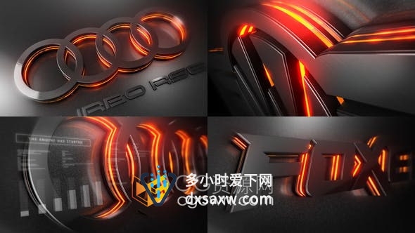 AE模板-奥迪汽车品牌LOGO标志三维动画视频片头E3D制作