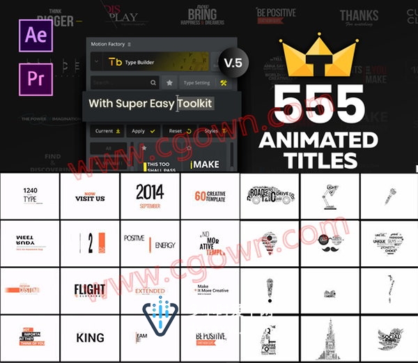 更新到V5版本550组文字标题动画效果字幕排版-AE扩展脚本与Premiere预设模板
