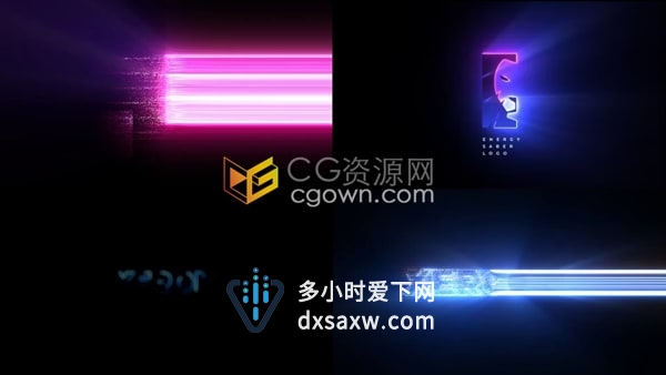 能量震撼工业风霓虹灯描边故障标志动画AE模板Energy Saber Logo