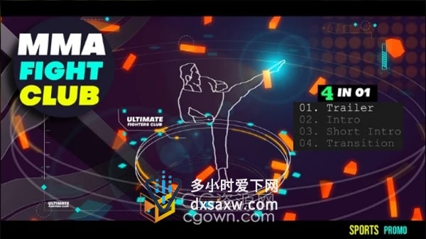 强烈动画屏闪破碎标题效果搏击俱乐部拳击健身运动宣传片AE模板
