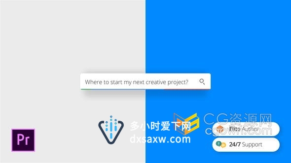 多种动画效果互联网搜索网址或关键词输入创意演绎LOGO视频片头-PR模板