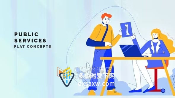 城市公共服务事业介绍解说教育医疗科技发展金融服务MG图形场景动画AE模板