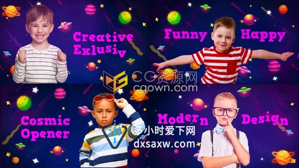 AE模板-少儿俱乐部创意课程介绍儿童频道探索栏目包装片头