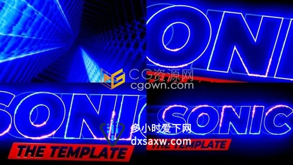 AE模板-能量声波文字标志多彩激光电动效果LOGO显示动画