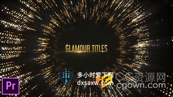 PR预设-金色闪耀环形光圈粒子标题揭示电影时装颁奖典礼开幕式片头