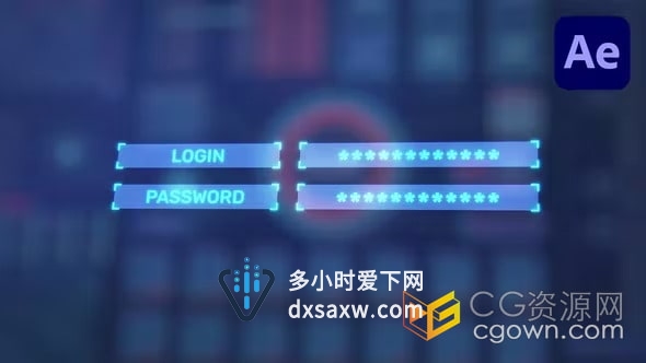 AE模板-科幻技术用户界面高科技登录标志介绍HUD Hi-Tech Login Logo Intro