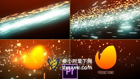 PR模板-光束轨迹镜头光晕爆炸火花坠落延时粒子动画效果揭示电影标志片头