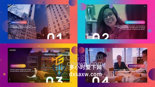AE模板-彩色渐变风格时尚公司商务演示时间线展示企业发展历程