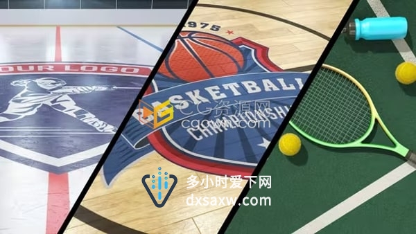AE模板-篮球冰球网球运动区域场景标志介绍片头