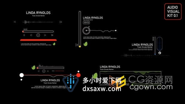 AE模板-5种不同的音频频谱音乐波形可视化器歌曲宣传动态图形