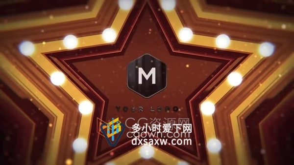3D星星叠加动画五角星标志视频电影预告片LOGO片头AE模板
