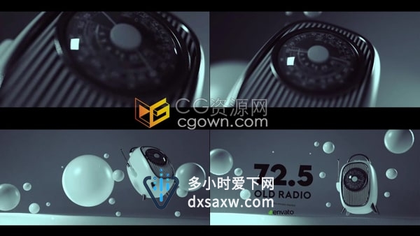 AE片头模板-3D场景复古老式收音机标志动画Old Radio Opener