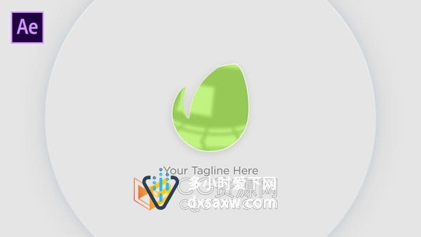 AE模板-3D斜角镜头移动明亮干净有光泽的简单标志展示动画