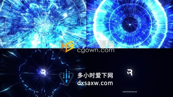 4K分辨率冲击波光线粒子特效LOGO动画片头视频AE模板
