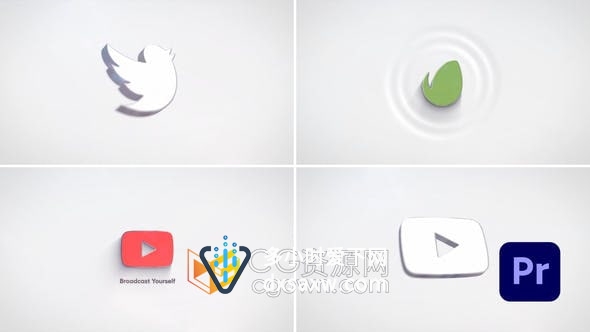 AE与PR模板-3D LOGO水波浪背景动画视频片头