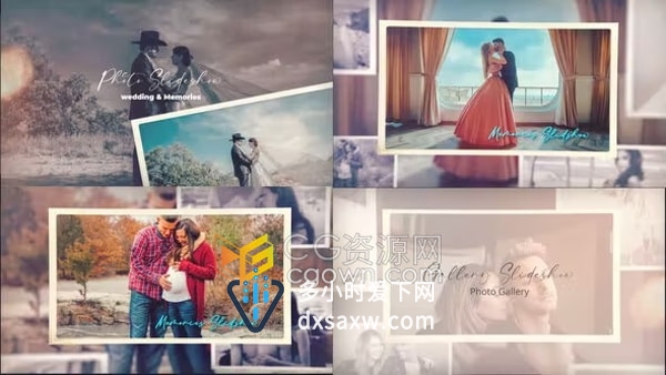 AE回忆幻灯片模板假期旅行婚礼相册周年纪念照片动画视频
