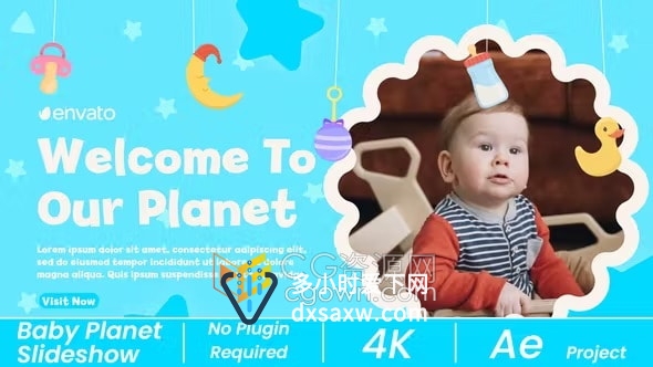 婴儿幼儿园儿童幻灯片介绍视频相册动画修改AE模板
