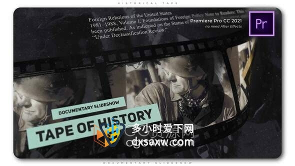 AE与PR模板-电影胶片展示照片幻灯片动画历史纪录片视频