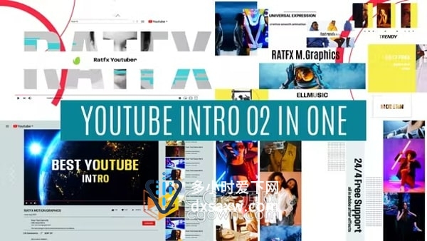 Youtube社交媒体视频网站介绍图形动画片头AE模板