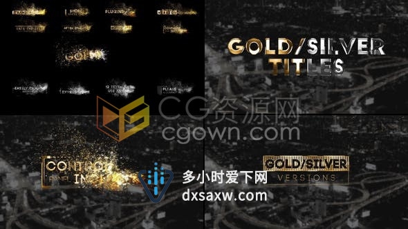 金色粒子散发特效视频字幕效果晚会婚礼大型节目人物介绍文字动画-PR预设AE模板