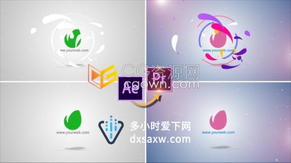 抽象多彩柔和液态涟漪水滴状动画演绎公司企业标志LOGO片头-AE模板/PR预设