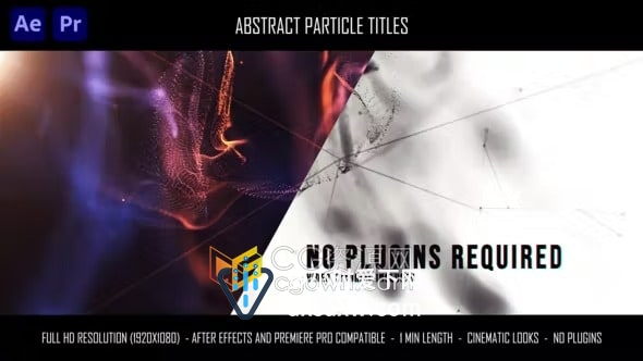 AE/PR模板-抽象粒子标题制作独特的电影视频文本字幕宣传动画