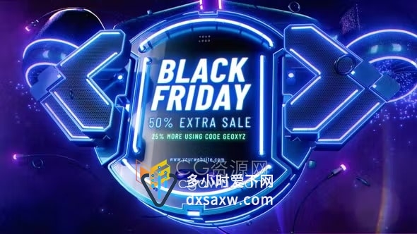 AE模板-发光数码科技游戏开场片头含垂直版本