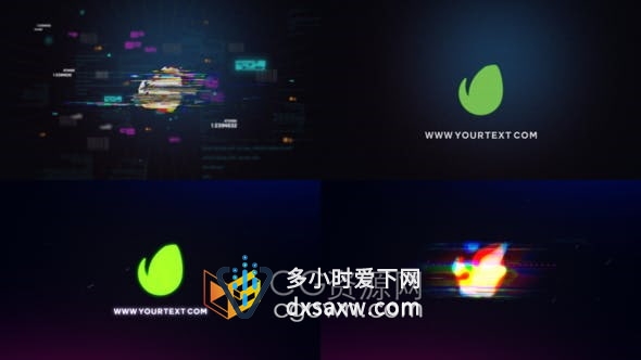 AE模板-RGB分裂故障效果标志片头社交媒体平台LOGO动画