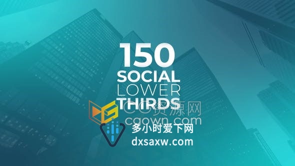 PR模板-150种带社交媒体LOGO图标线条字幕条文字标题动画