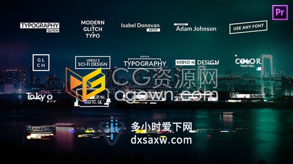 PR预设-20个独特故障毛刺效果现代科技感动态字体设计标题动画