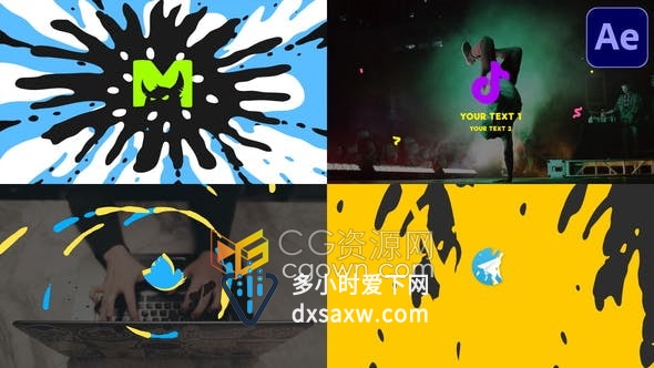 3种卡通MG图形动画转场效果LOGO片头视频Stylish Logo-AE模板