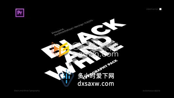 PR预设-现代动感黑白标题文字排版字幕动画包装演示