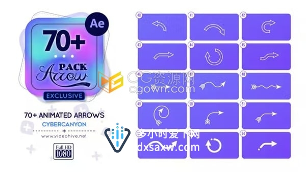 AE模板-70+箭头动画信息标记指针瞄准点线条动画箭头元素Arrow Pack