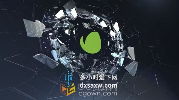 LOGO撞击玻璃破碎特效动画视频片头AE模板