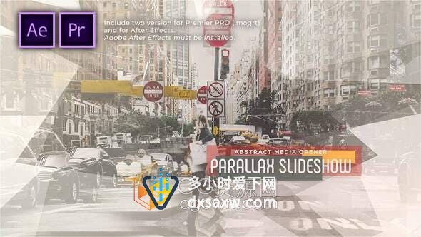 抽象图形遮罩视差幻灯片介绍宣传视频图文动画-AE与PR模板