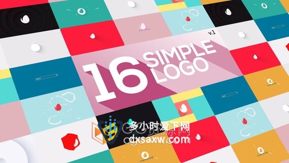 AE模板-16种极简LOGO标志展示包快速干净多种效果实用商业标题动画