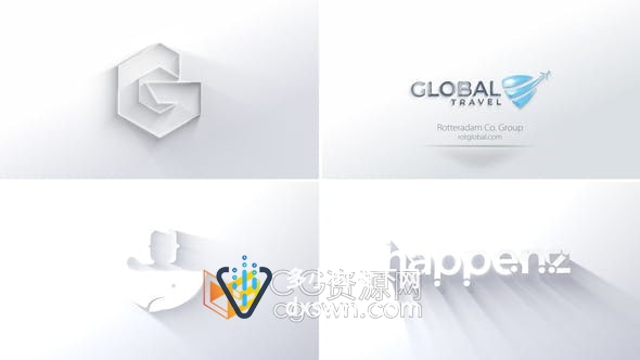 AE模板-干净简洁线条绘制阴影光晕水波纹动画艺术LOGO标语片头