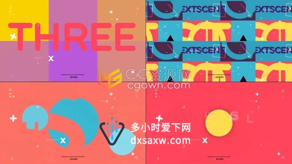 AE创意片头模板-抽象多彩Typo Intro时尚文字排版图形动画介绍