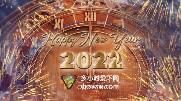 AE模板-新年倒计时时钟梦幻般烟花动画2022年倒数派对庆祝活动